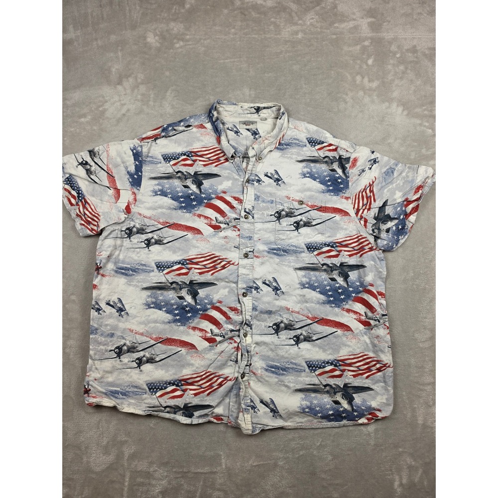 American Legacy Button Up Shirt Mens 3XL Multicolor USA Flag Fighter Jet Planes